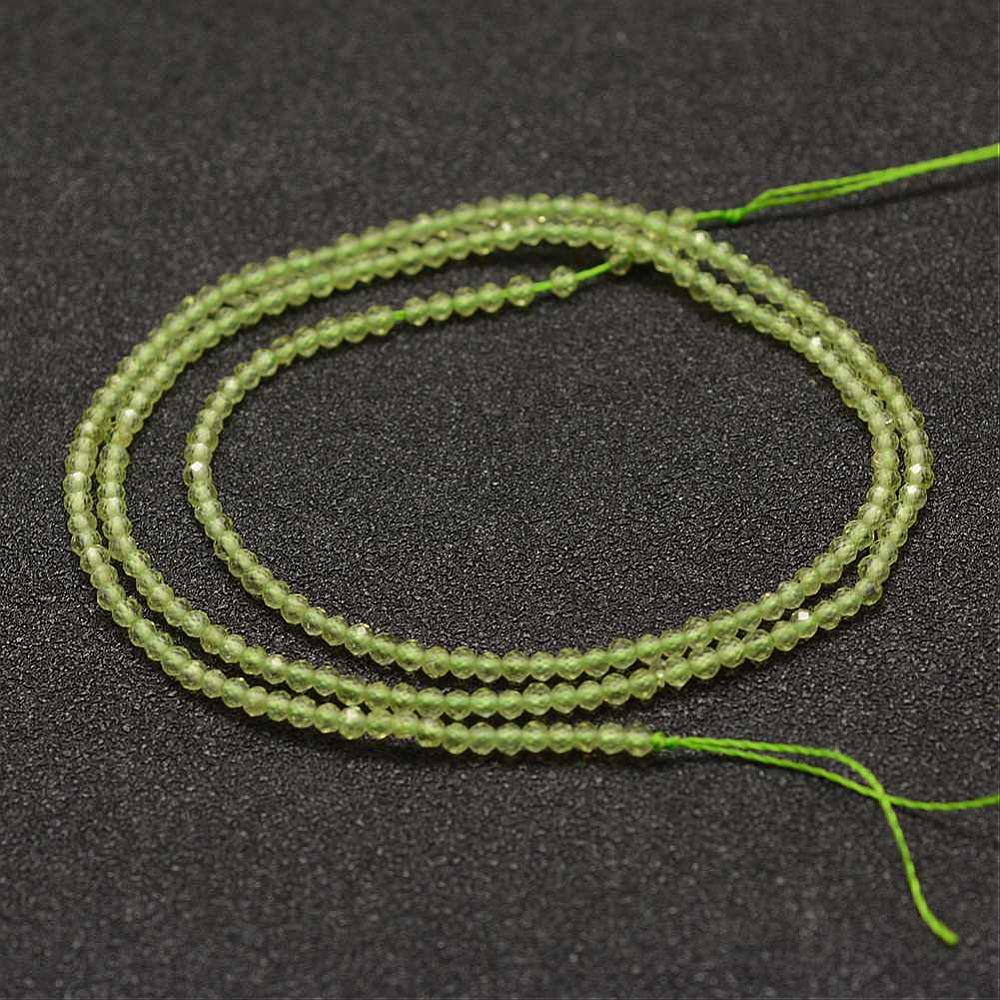 Natural Peridot — Faceted Beads 2mm | Strand ~39 cm