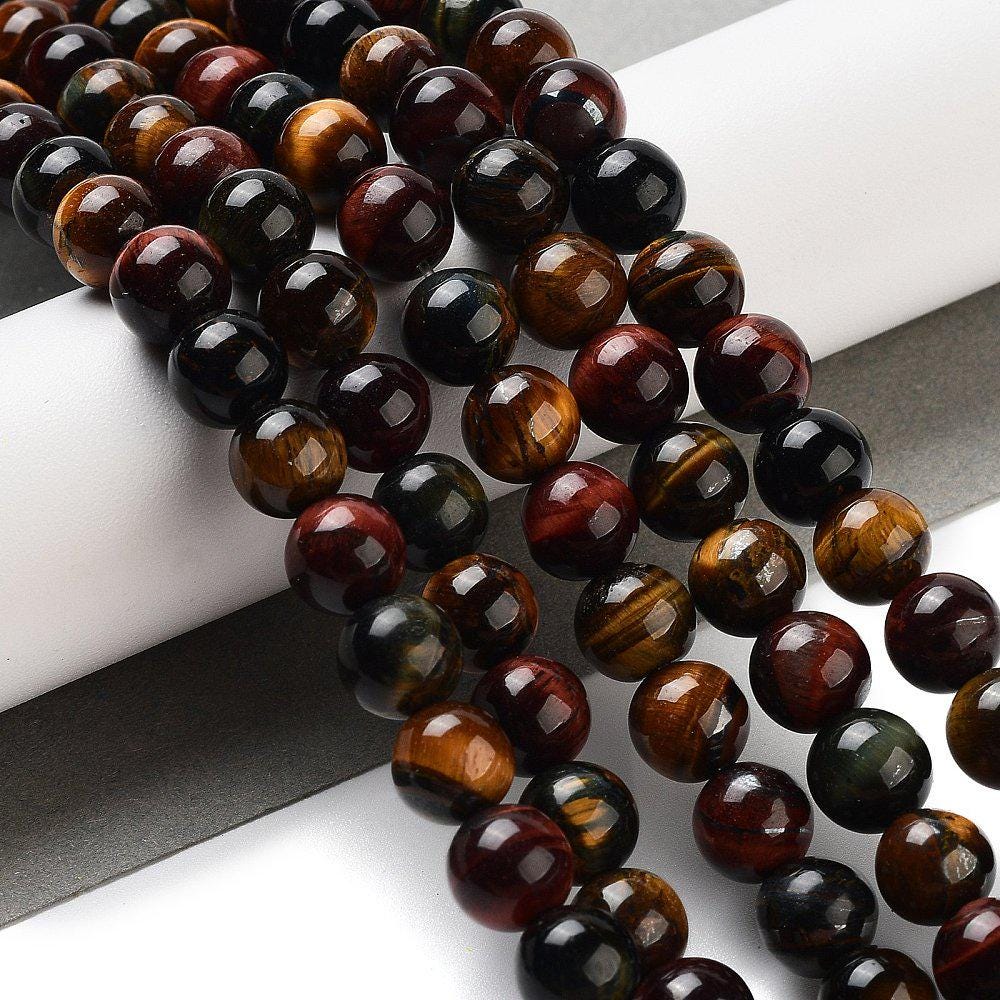 Natural Tiger's Eye — Round Beads 8mm | Colorful | Strand ~38 cm