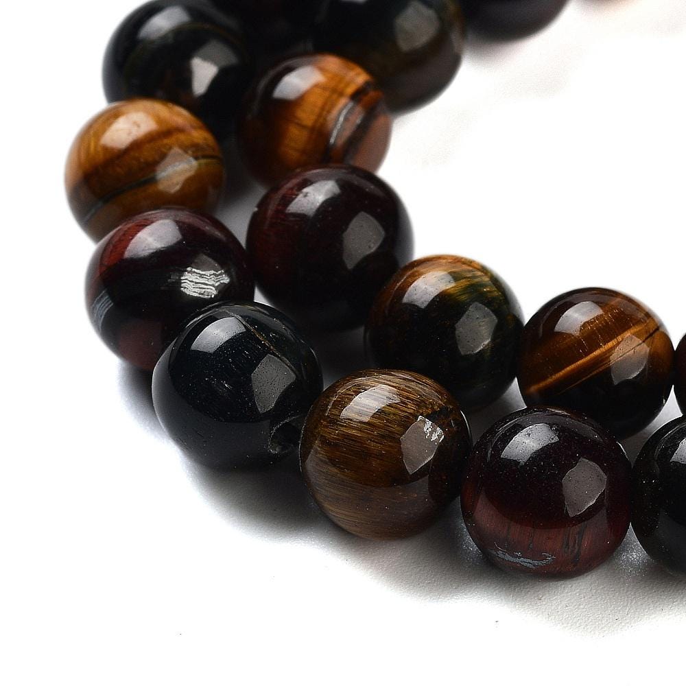 Natural Tiger's Eye — Round Beads 8mm | Colorful | Strand ~38 cm