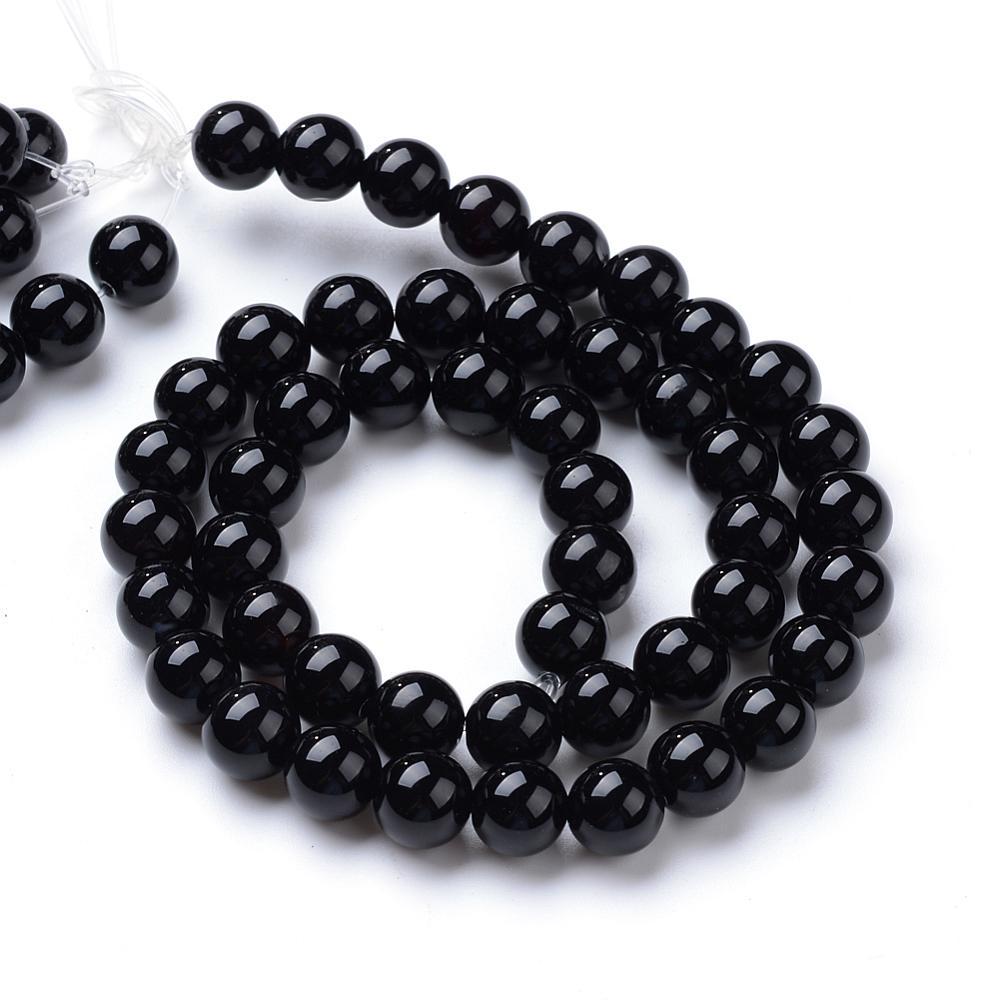 Natural Black Onyx — Round Beads 3/4/6/8mm | Strand ~38 cm