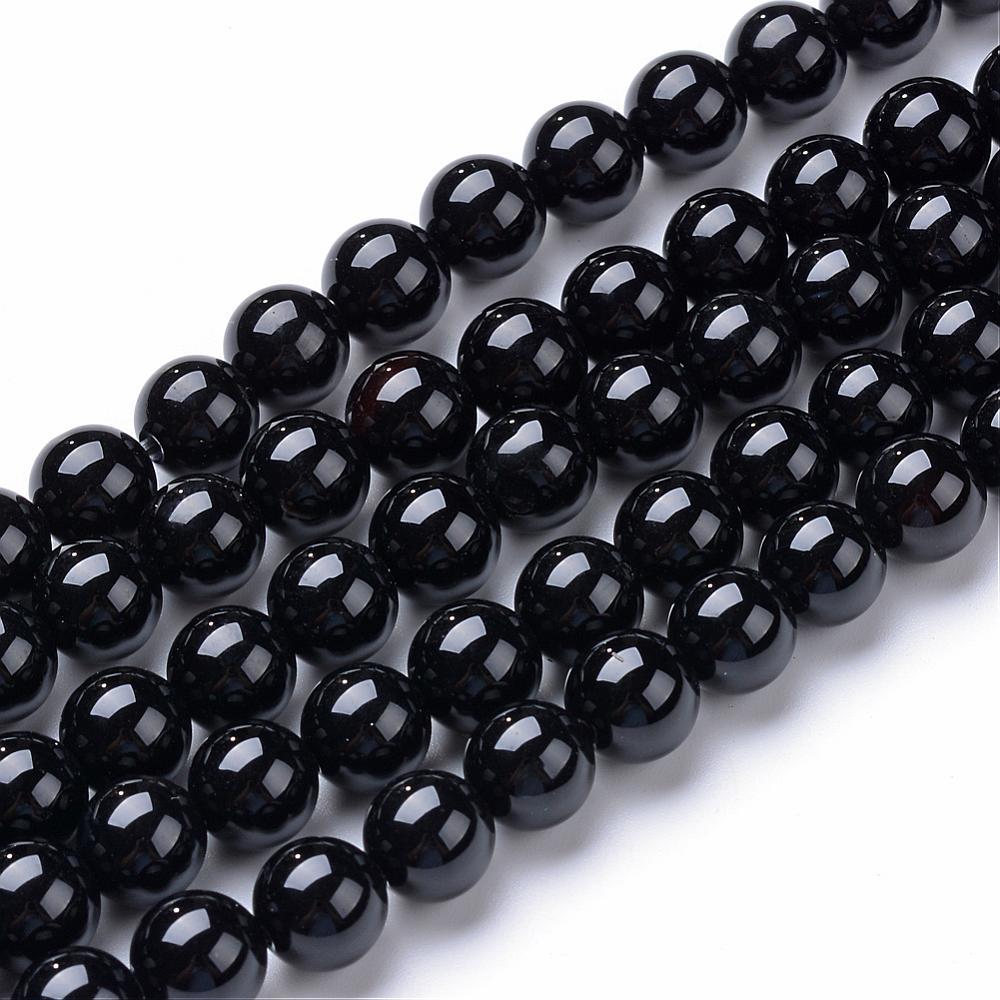 Natural Black Onyx — Round Beads 3/4/6/8mm | Strand ~38 cm