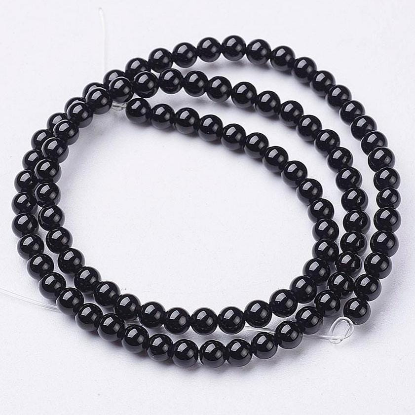 Natural Black Onyx — Round Beads 3/4/6/8mm | Strand ~38 cm