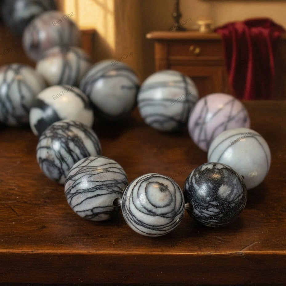 Natural Silk Netstone Jasper — Round Beads 4/6/8/10mm | Strand ~38 cm