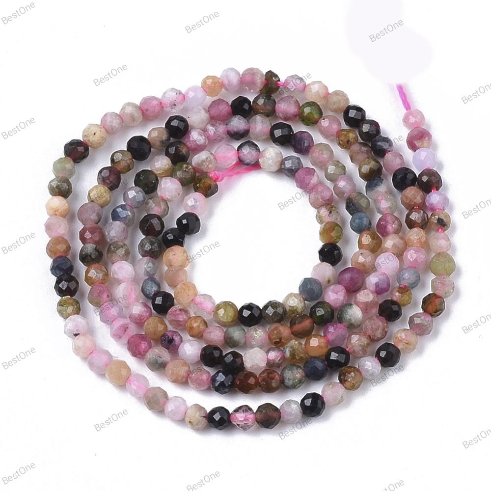 Natural Tourmaline — Faceted Beads 2mm | Multicolored | Strand ~39 cm