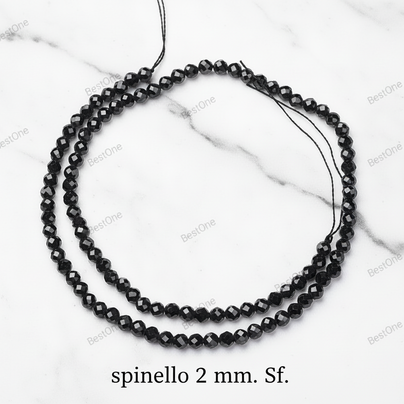 Natural Spinel — Faceted Beads 2/3/4mm | Black | Strand ~38/40 cm