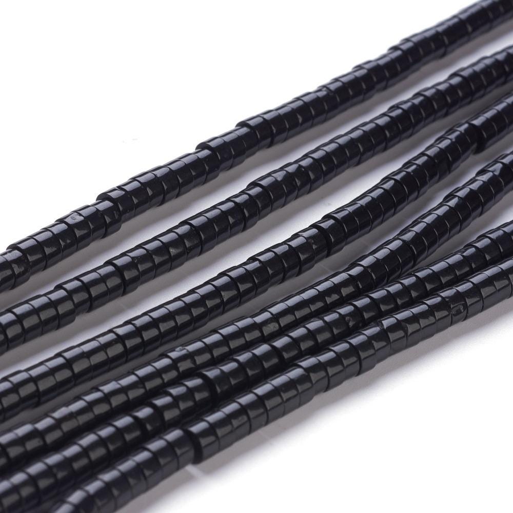 Natural Black Onyx — Rondelles 4x2.5mm | Strand ~39 cm