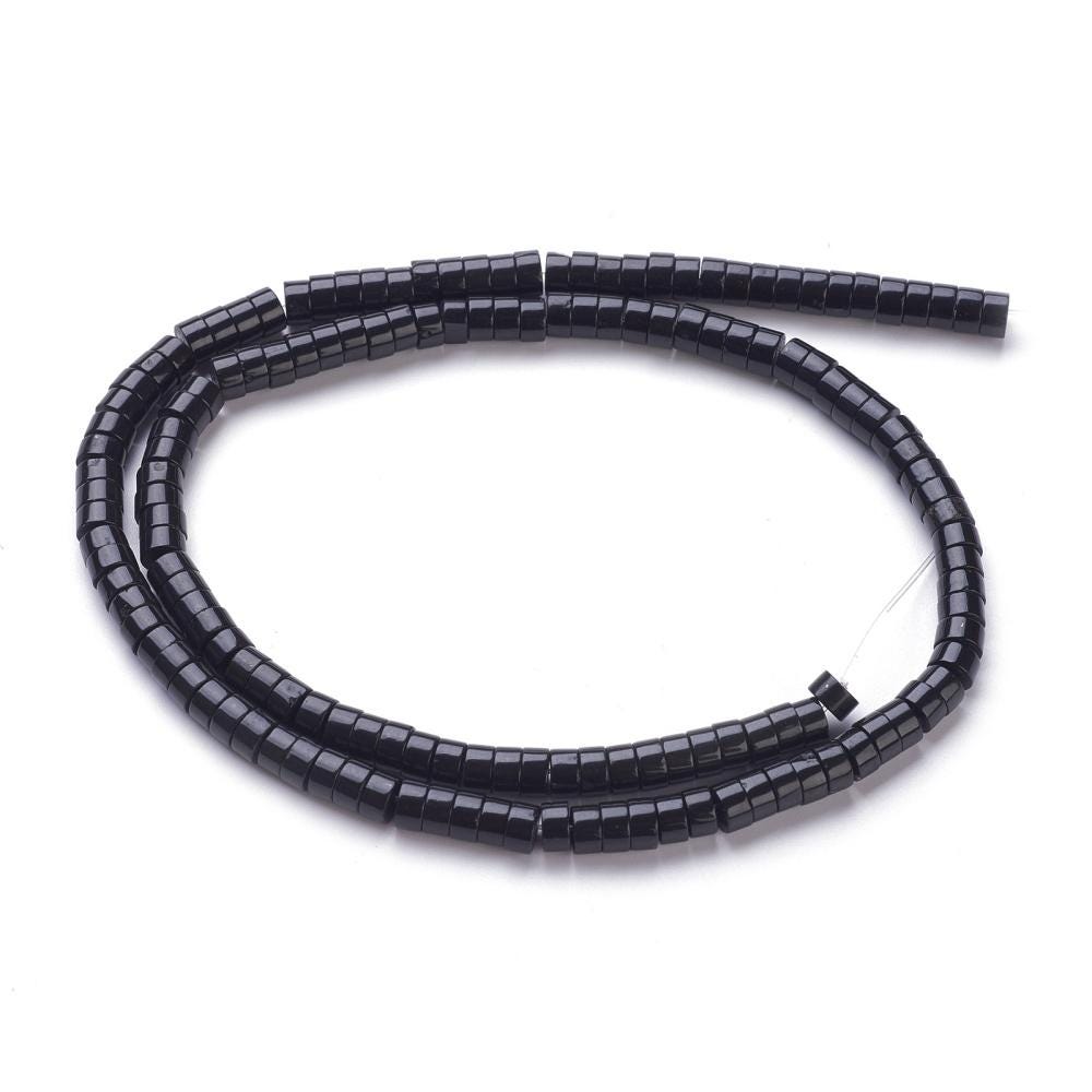 Natural Black Onyx — Rondelles 4x2.5mm | Strand ~39 cm