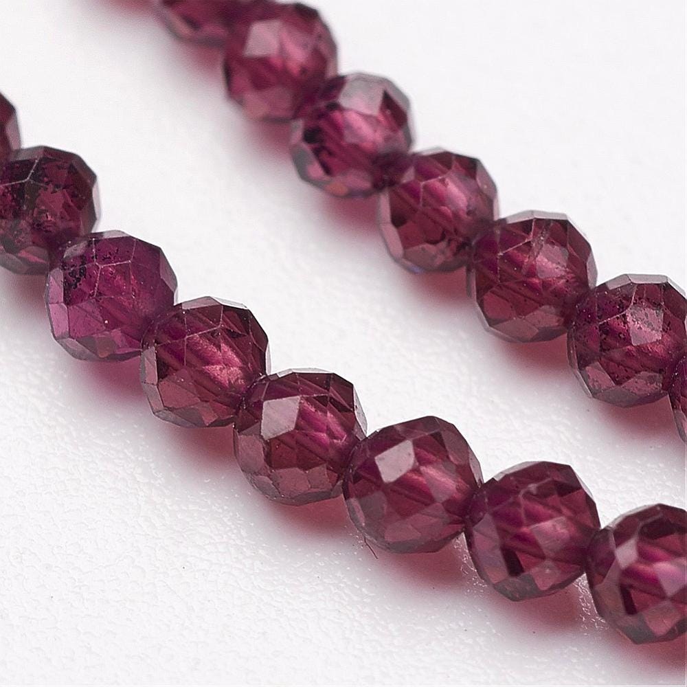 Natural Garnet — Faceted Beads 2/3/4mm | Strand ~39 cm