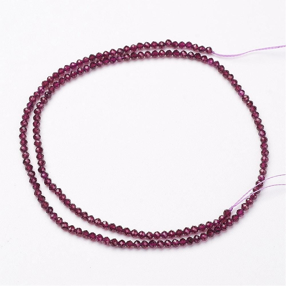 Natural Garnet — Faceted Beads 2/3/4mm | Strand ~39 cm