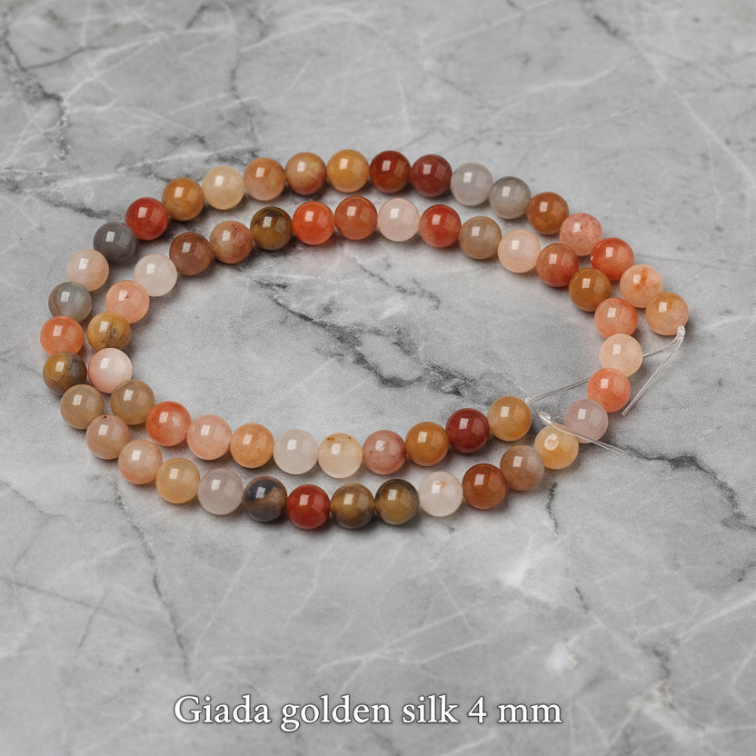 Natural Golden Jade Silk — Round Beads 4/6/8mm | Strand ~39 cm