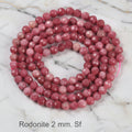 Natural Rhodonite — Faceted Beads 2/3mm | Strand ~39/40 cm