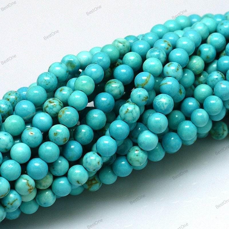 Natural Magnesite Turquoise Blue — Round Beads 4/6/8mm | Strand ~38 cm