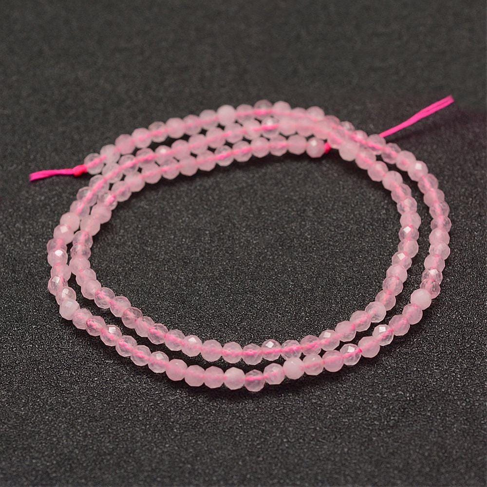 Natural Rose Quartz — Faceted Beads 2/3mm | Strand ~39 cm