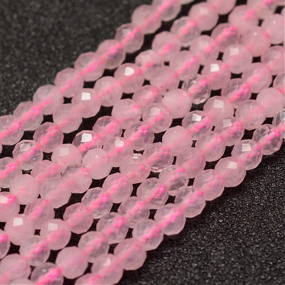 Natural Rose Quartz — Faceted Beads 2/3mm | Strand ~39 cm