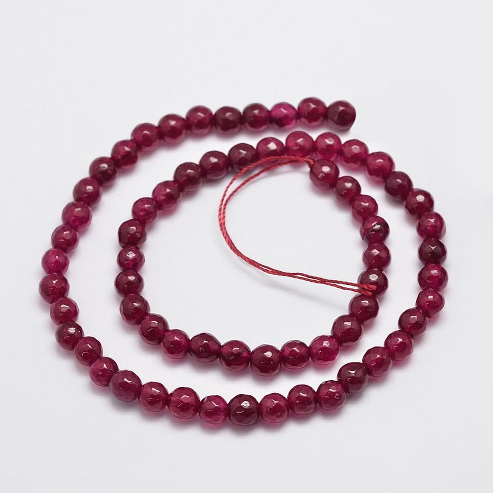 Natural Ruby Jade — Faceted Beads 4/6/8mm | Strand ~38 cm