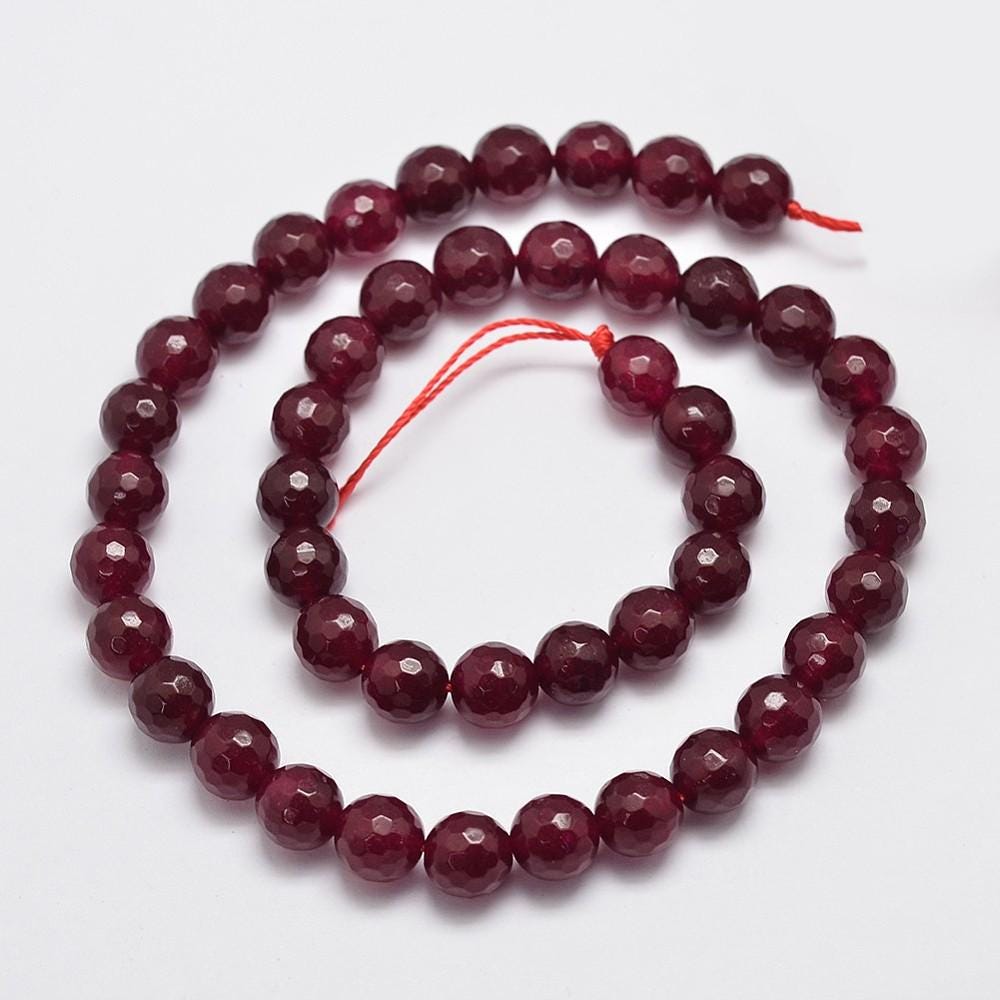 Natural Ruby Jade — Faceted Beads 4/6/8mm | Strand ~38 cm
