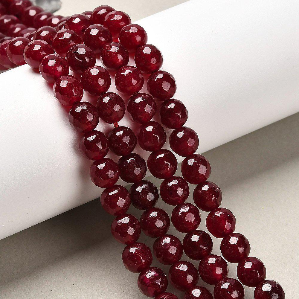 Natural Ruby Jade — Faceted Beads 4/6/8mm | Strand ~38 cm
