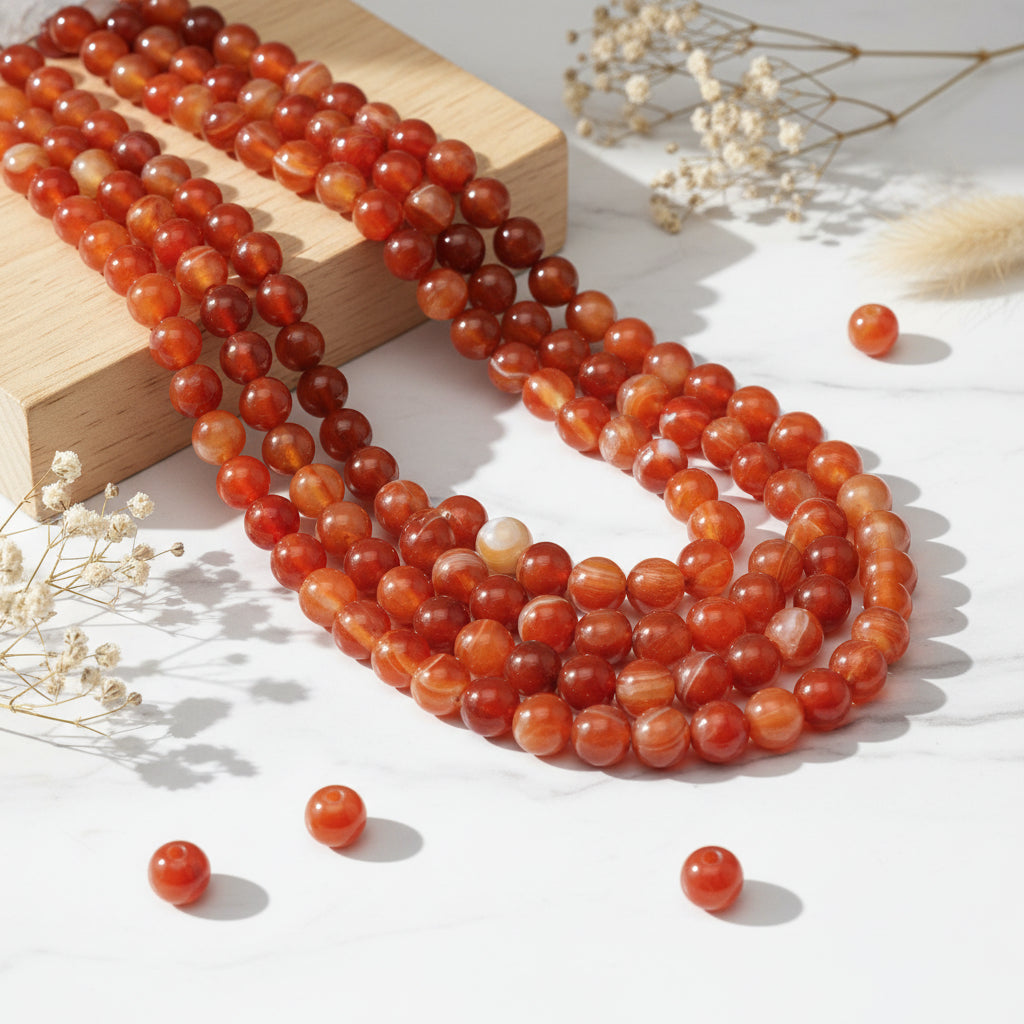 Natural Chocolate Agate — Round Beads 6/8mm | Strand ~36 cm