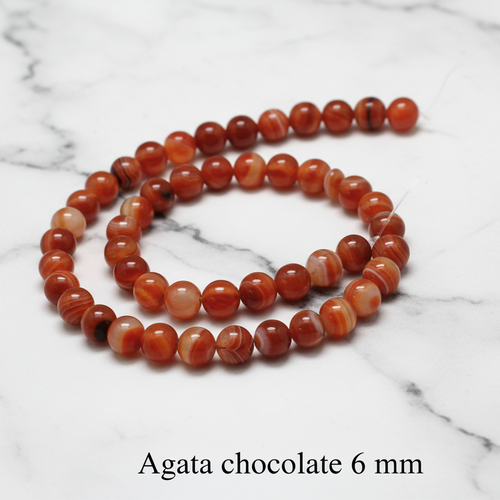Natural Chocolate Agate — Round Beads 6/8mm | Strand ~36 cm