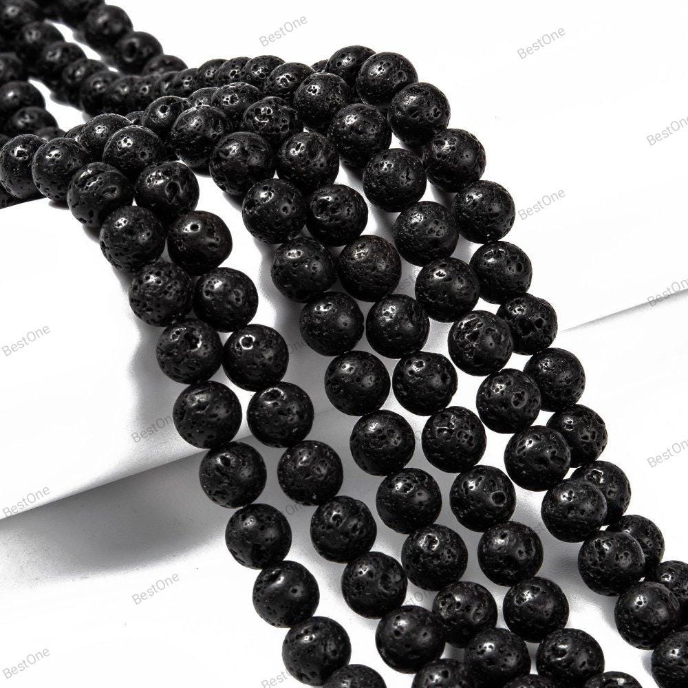 Natural Lava Rock — Round Beads 6/8mm | Strand ~40 cm