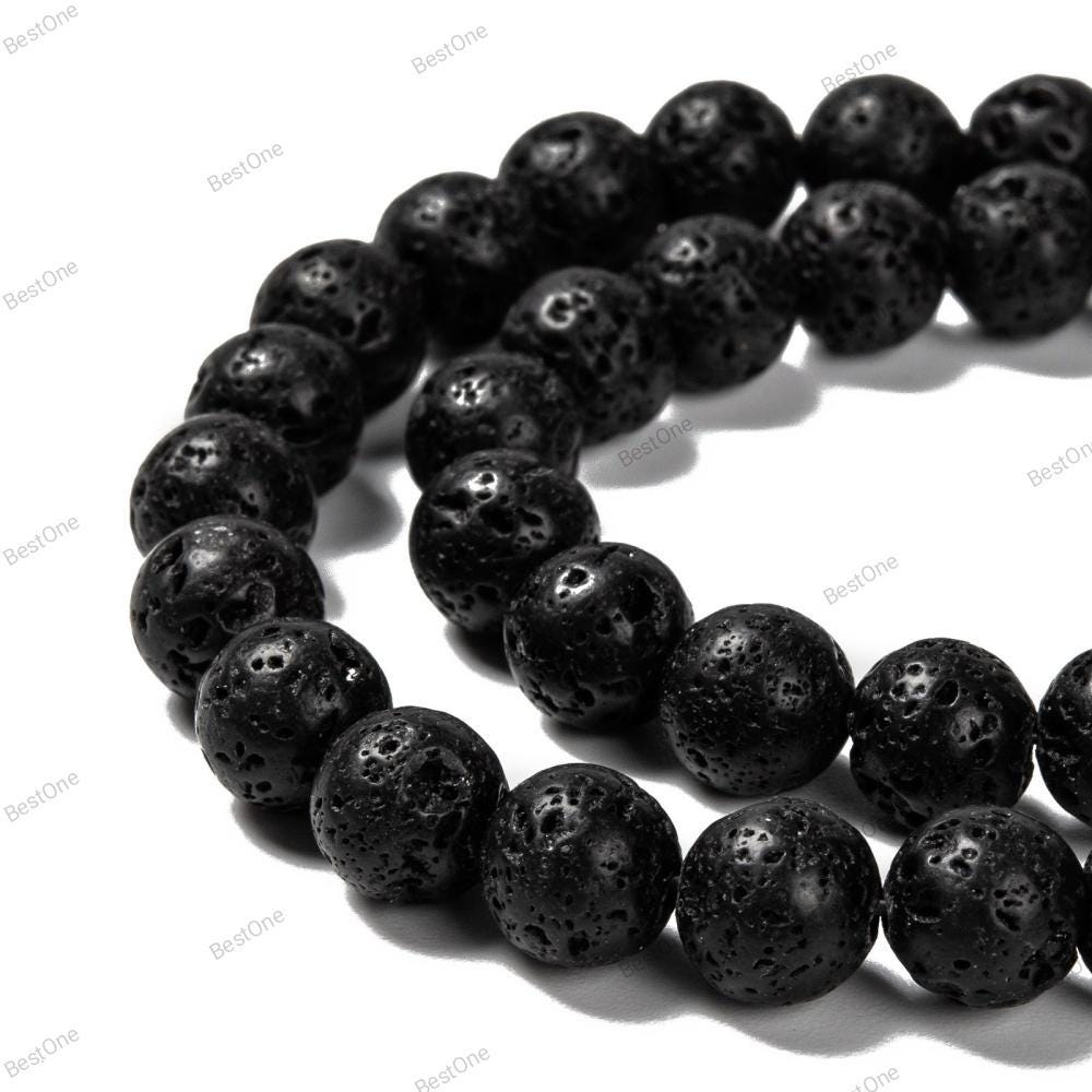 Natural Lava Rock — Round Beads 6/8mm | Strand ~40 cm