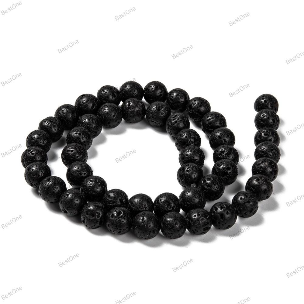 Natural Lava Rock — Round Beads 6/8mm | Strand ~40 cm