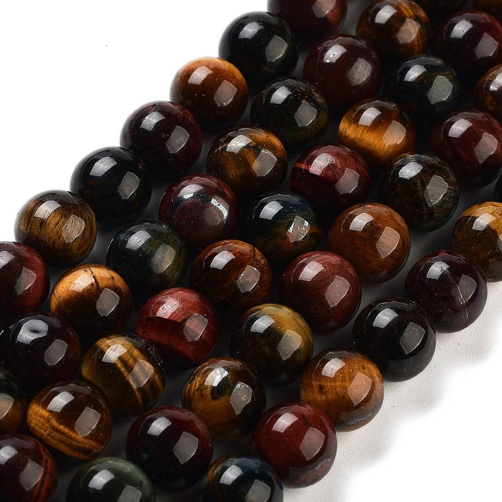 Natural Tiger's Eye — Round Beads 8mm | Colorful | Strand ~38 cm