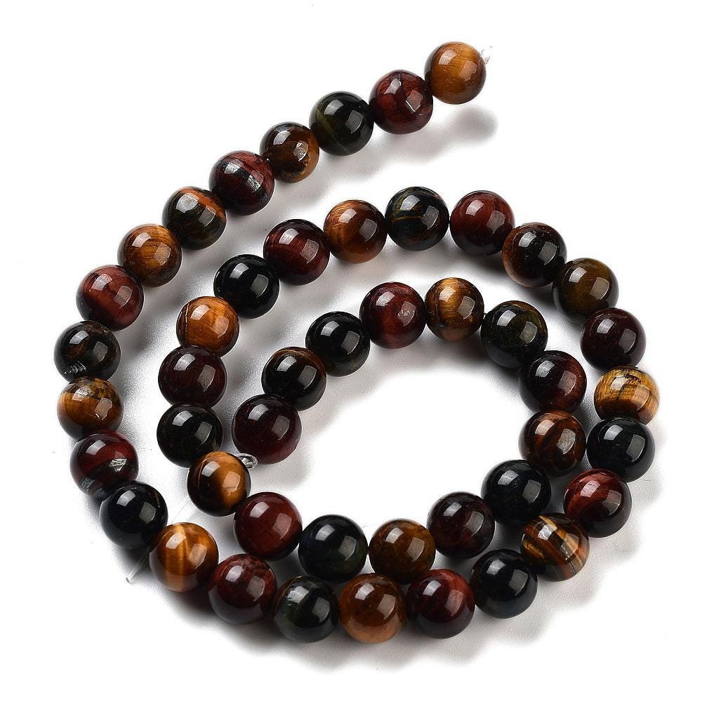 Natural Tiger's Eye — Round Beads 8mm | Colorful | Strand ~38 cm