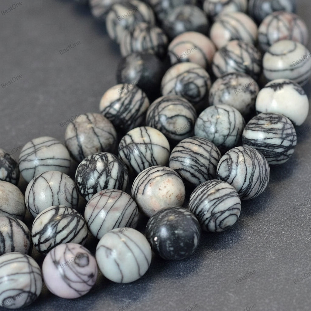 Natural Silk Netstone Jasper — Round Beads 4/6/8/10mm | Strand ~38 cm