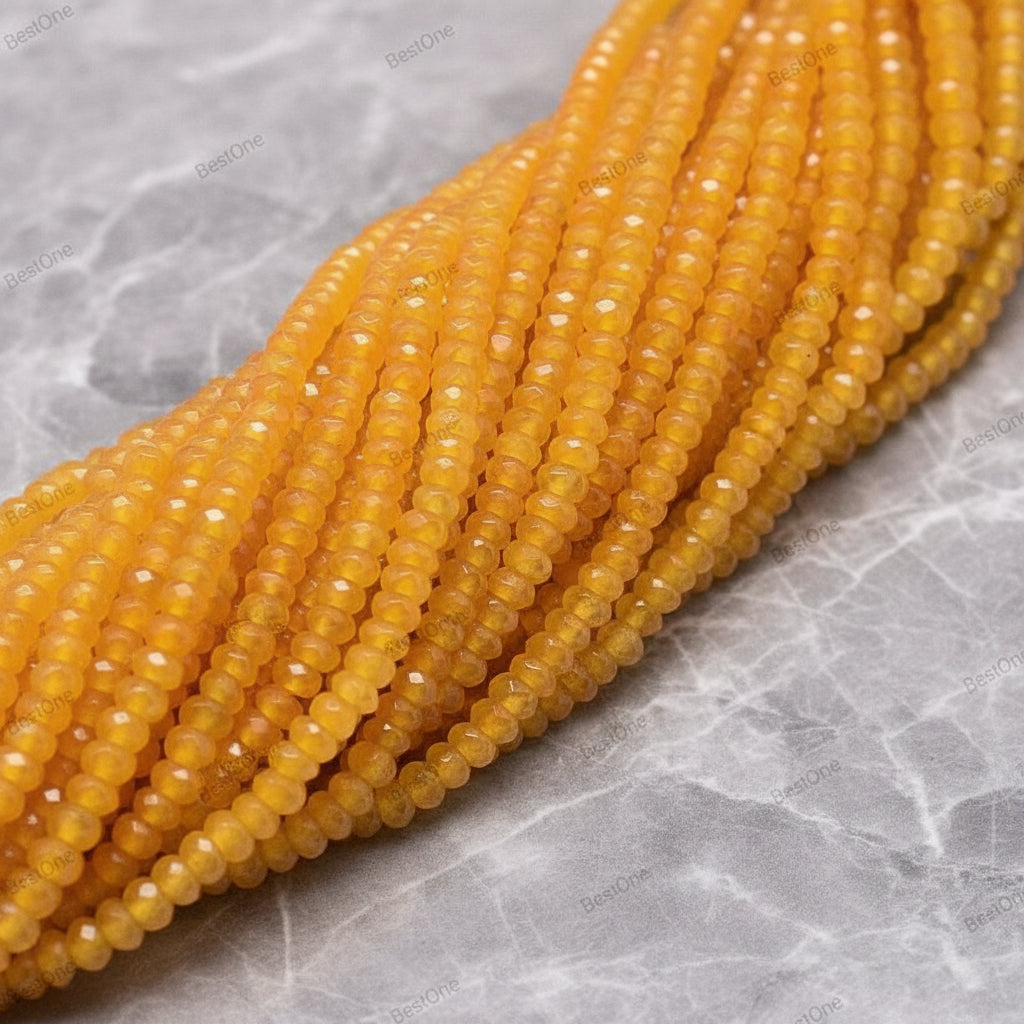 Malaysian Natural Jade — Faceted Rondelles 4x2mm | Goldenrod | Strand ~36 cm