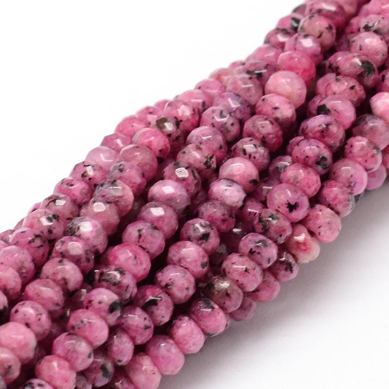 Malaysian Natural Jade — Faceted Rondelles 4x2mm | Purple Red | Strand ~36 cm