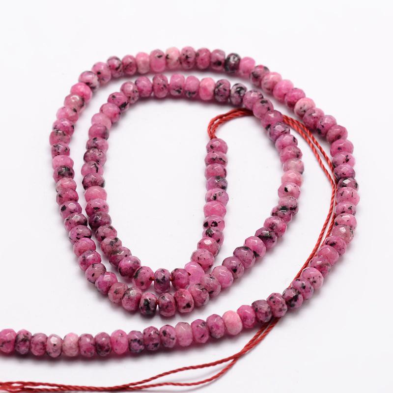 Malaysian Natural Jade — Faceted Rondelles 4x2mm | Purple Red | Strand ~36 cm