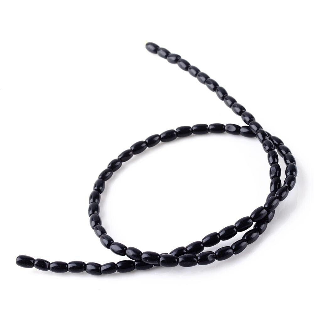 Natural Obsidian — Rice Beads 8x5mm | Strand ~40 cm