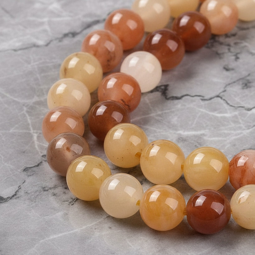 Natural Golden Jade Silk — Round Beads 4/6/8mm | Strand ~39 cm