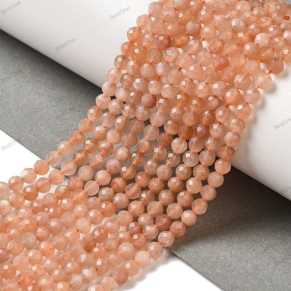 Peach Moonstone - 40 cm Strand - 3mm Faceted Beads.