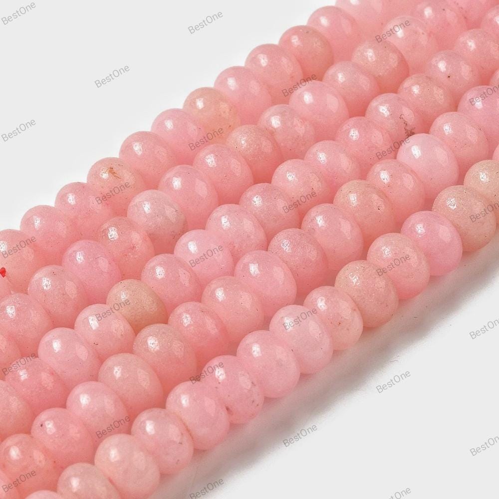 Natural White Jade — Rondelle 8x5mm | Pearly Pink | Strand ~39 cm