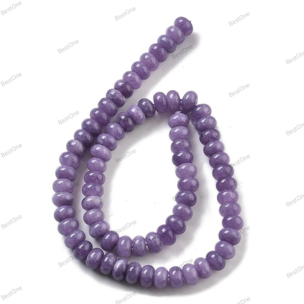 Natural White Jade — Rondelle 8x5mm | Medium Purple | Strand ~39 cm