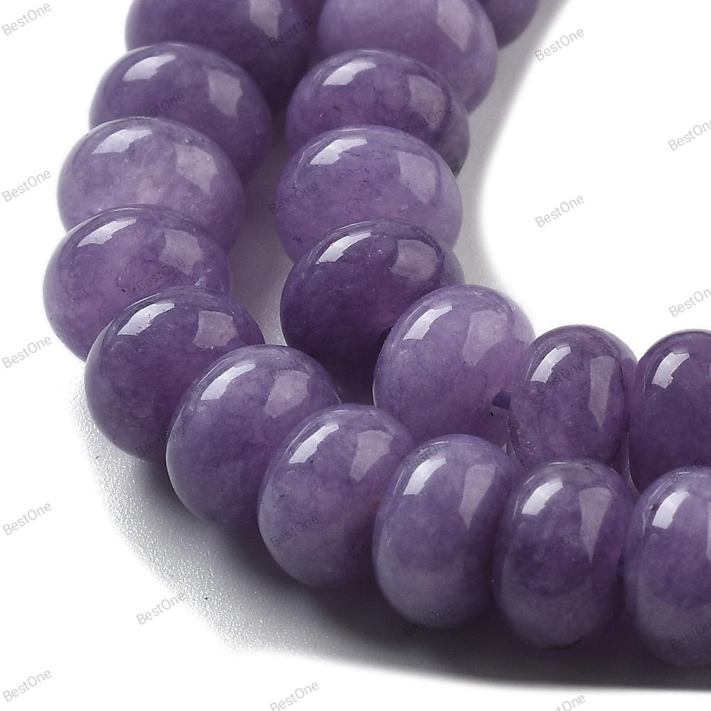 Natural White Jade — Rondelle 8x5mm | Medium Purple | Strand ~39 cm