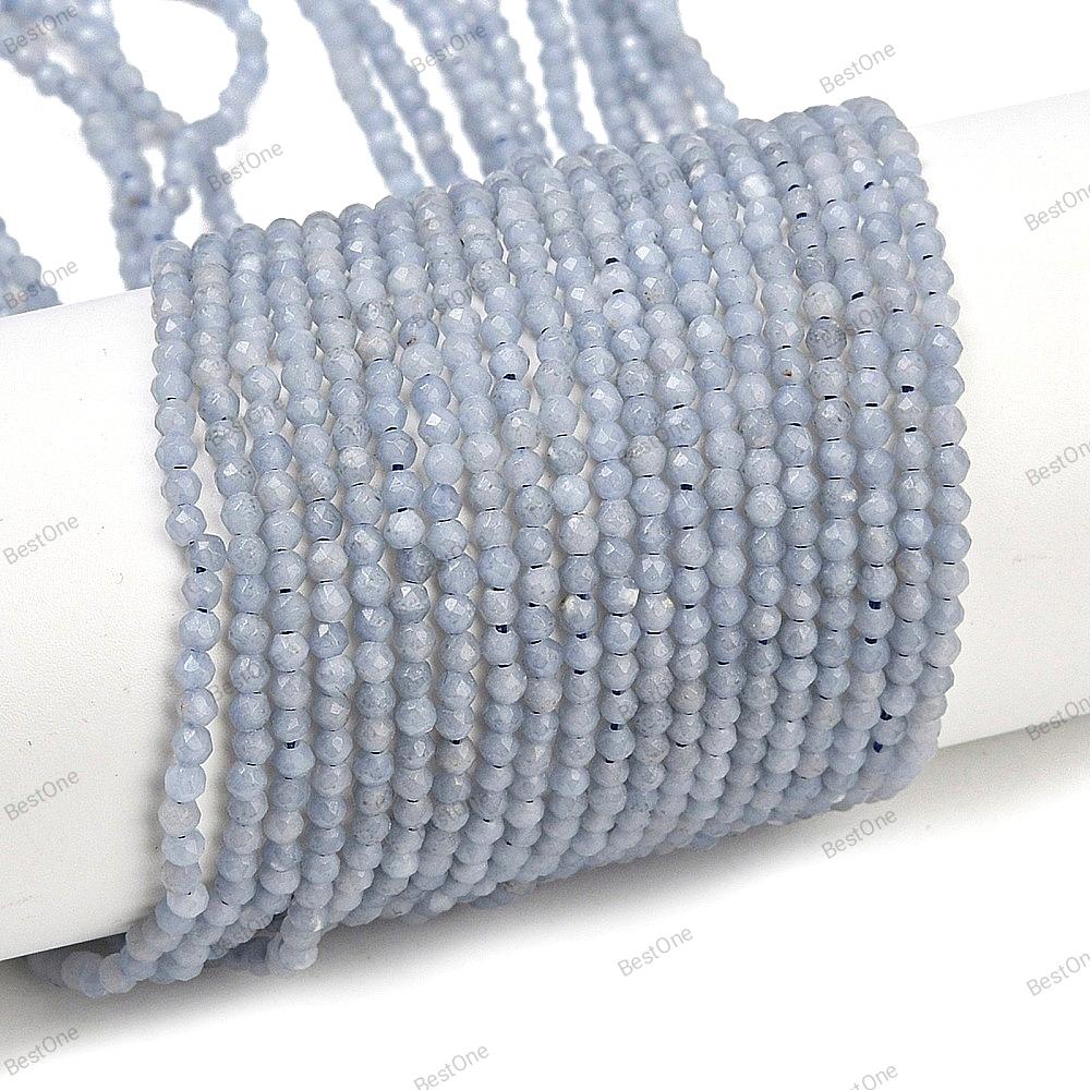 Natural Angelite — Faceted Beads 2/3/4mm | Strand ~38 cm