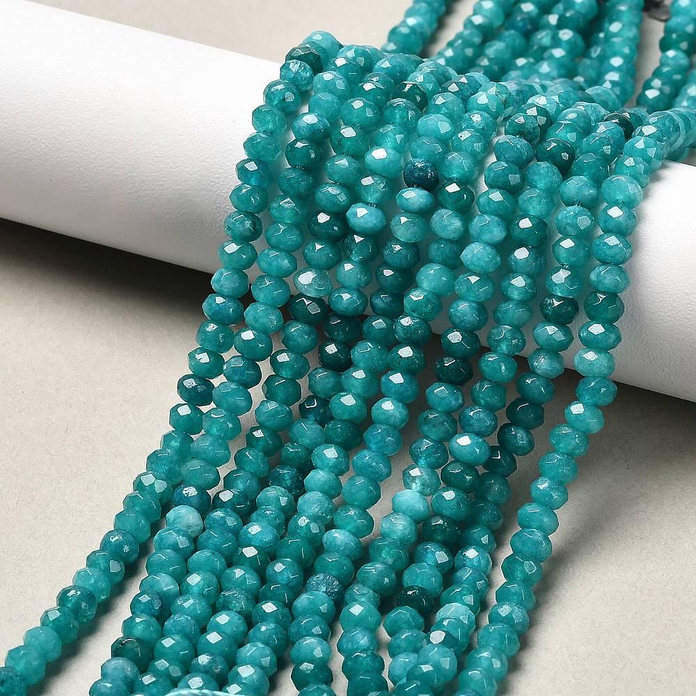 Malaysian Natural Jade — Faceted Rondelle 4x2mm | Cyan | Strand ~36 cm
