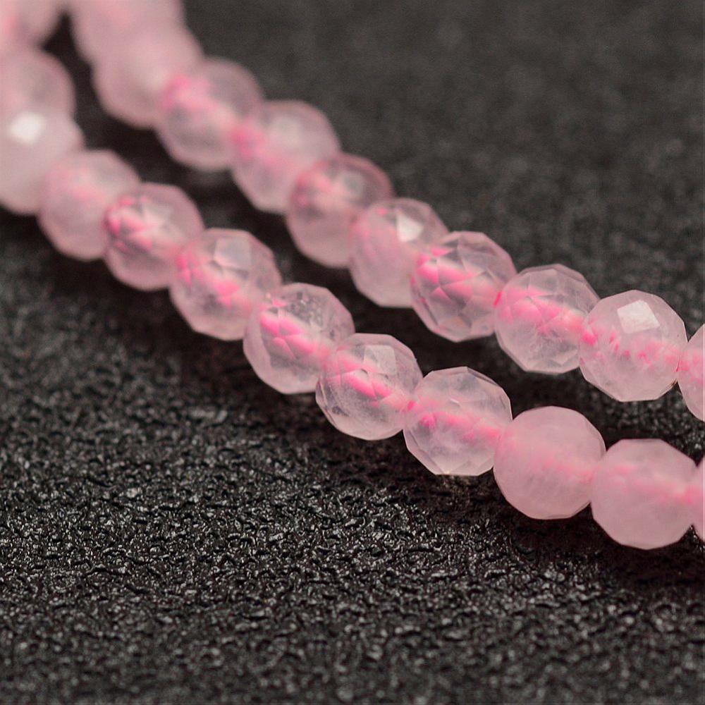 Natural Rose Quartz — Faceted Beads 2/3mm | Strand ~39 cm