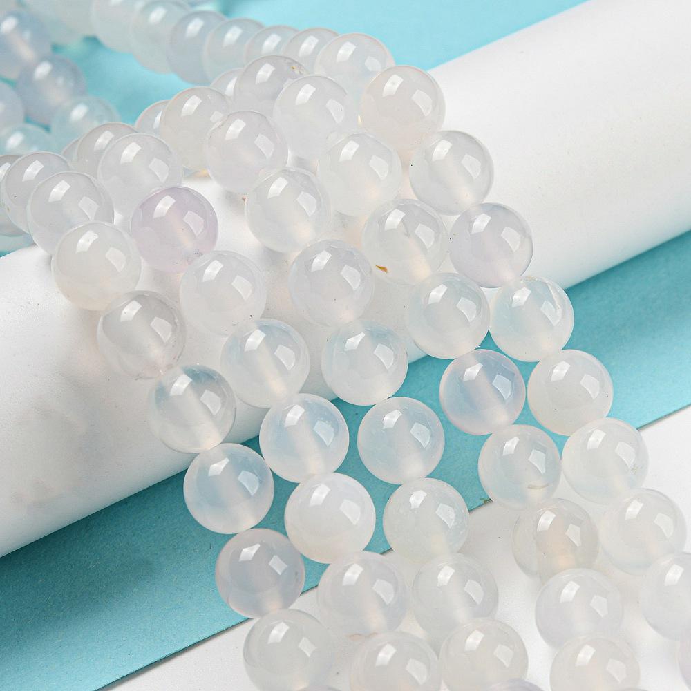 Natural White Agate — Round Beads 6/8mm | Strand ~40 cm