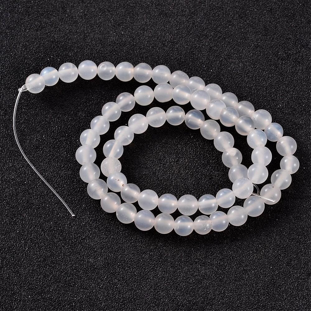 Natural White Agate — Round Beads 6/8mm | Strand ~40 cm