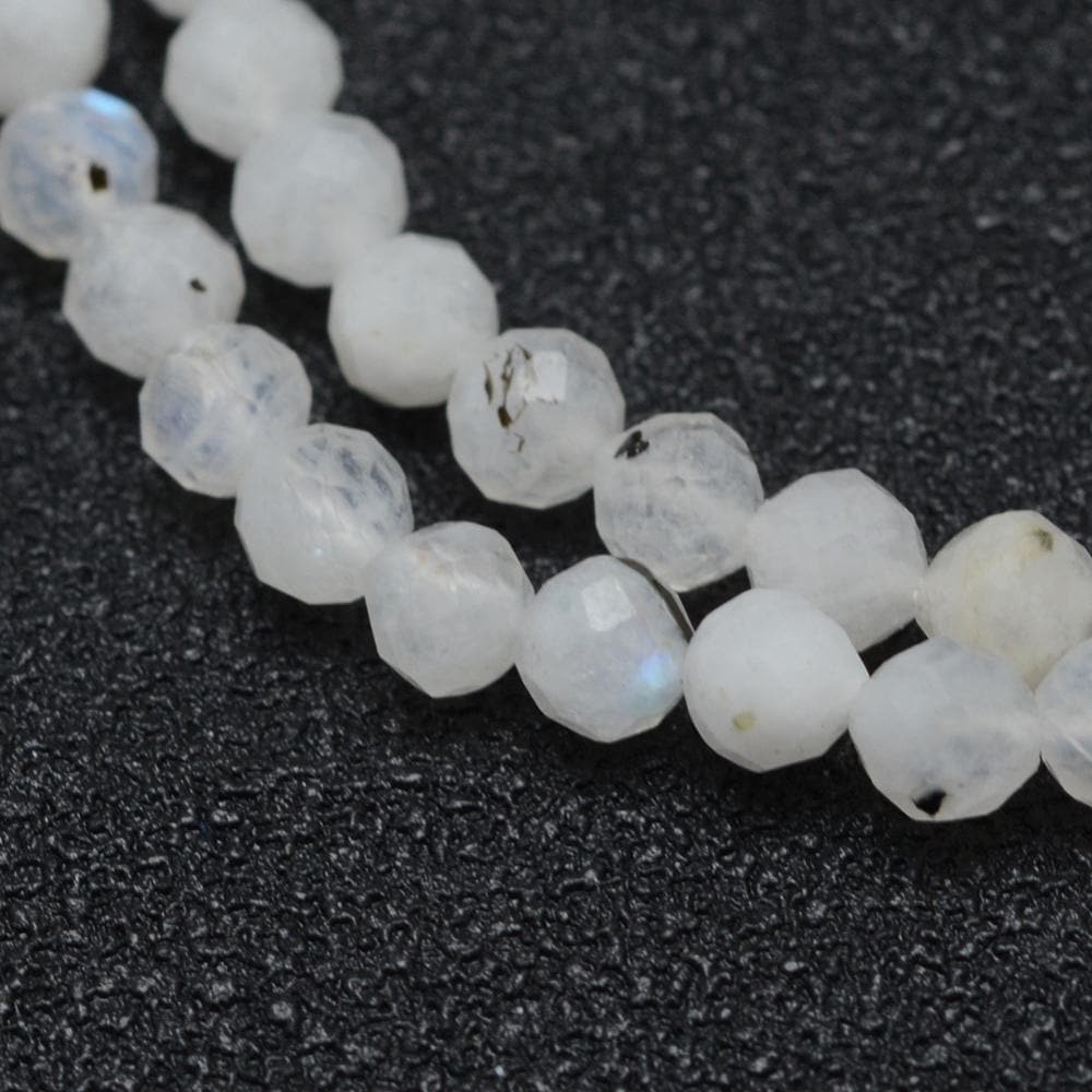 Natural Rainbow Moonstone — Faceted Beads 2/3/4mm | Strand ~39 cm