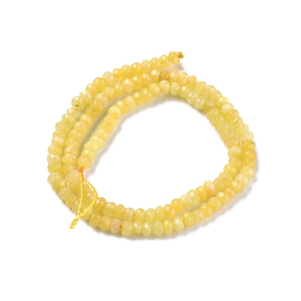 Malaysian Natural Jade — Faceted Rondelles 4x2mm | Gold Yellow | Strand ~36 cm