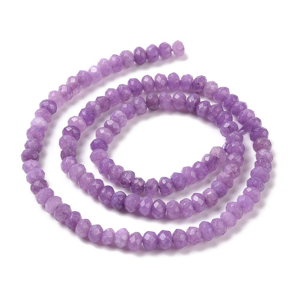 Malaysian Natural Jade — Faceted Rondelles 4x2mm | Dark Purple | Strand ~36 cm