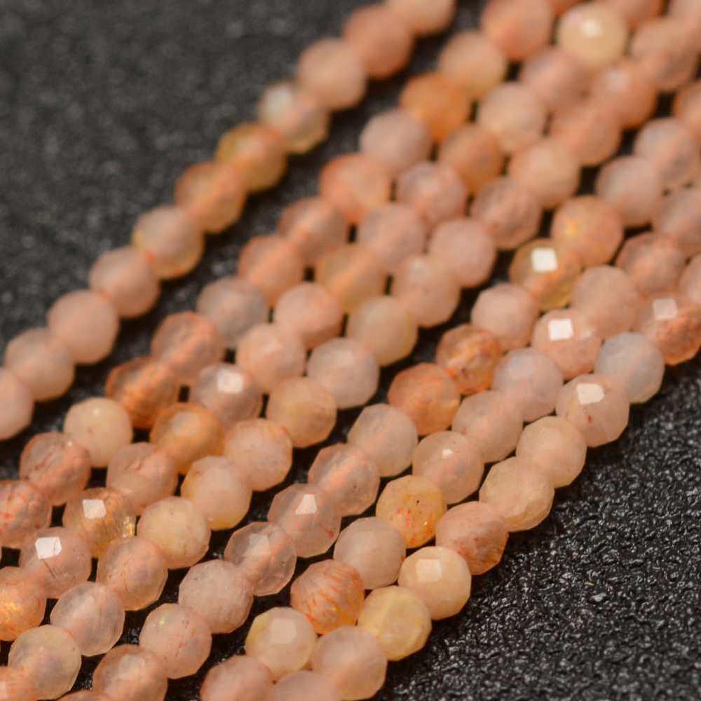 Natural Sunstone — Faceted Beads 2/3mm | Strand ~39 cm