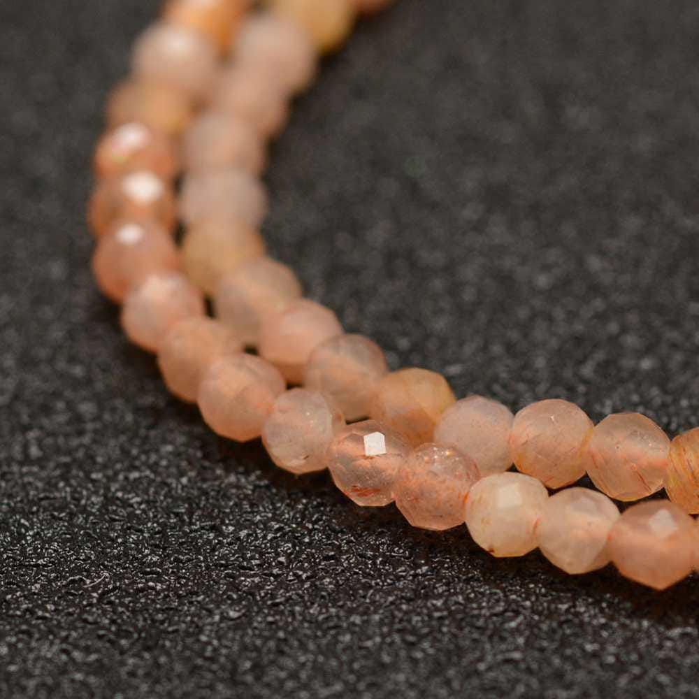 Natural Sunstone — Faceted Beads 2/3mm | Strand ~39 cm