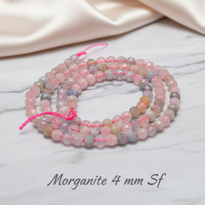Natural Morganite — Faceted Beads 4mm | Strand ~40 cm
