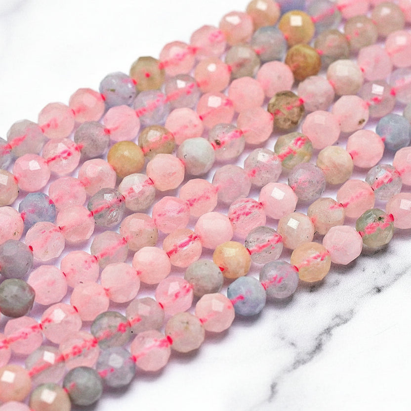 Natural Morganite — Faceted Beads 4mm | Strand ~40 cm
